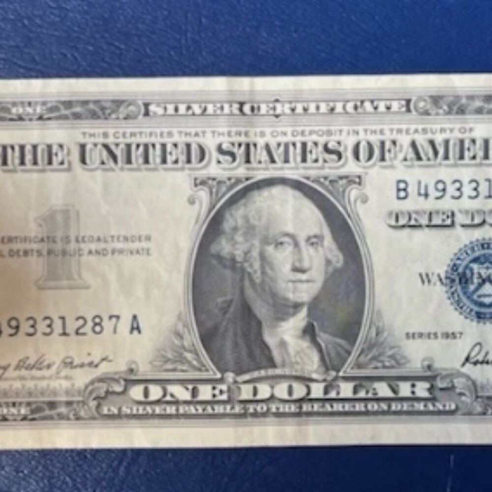 1957 One Dollar B 1957 A Silver one dollar Certificate